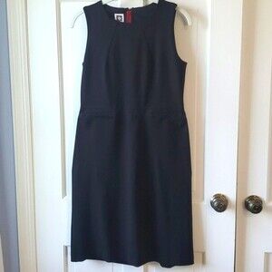 ANNE KLEIN BLACK KNIT SLEEVELESS SHEATH DRESS SIZE 6 MINIMALIST CONTEMPORARY